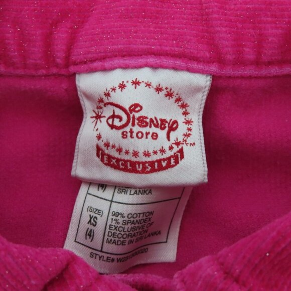 Disney Girls Extra Small XS 4 Pink Shimmer Embroidered Princess Corduroy Jacket - Picture 8 of 14